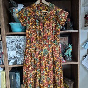 vintage fall floral dress